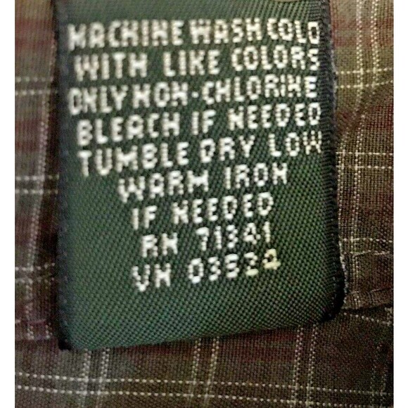 Vintage L.L. Bean Long Sleeve Button Down Brown Plaid Shirt Mens size LT Cotton - Picture 10 of 11